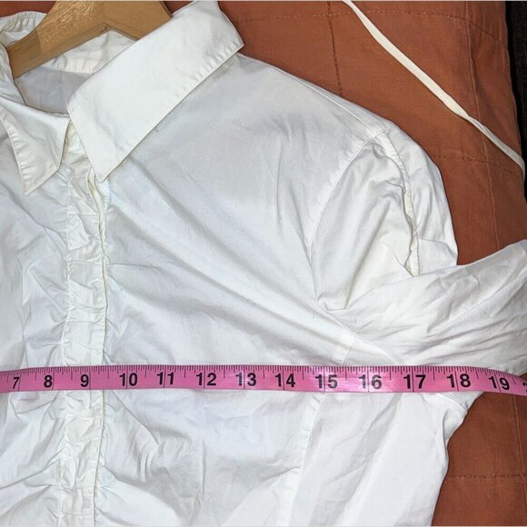 Armani Collezioni White Ruched Button-Down Classic Shirts Women’s Size 12 - Picture 7 of 11